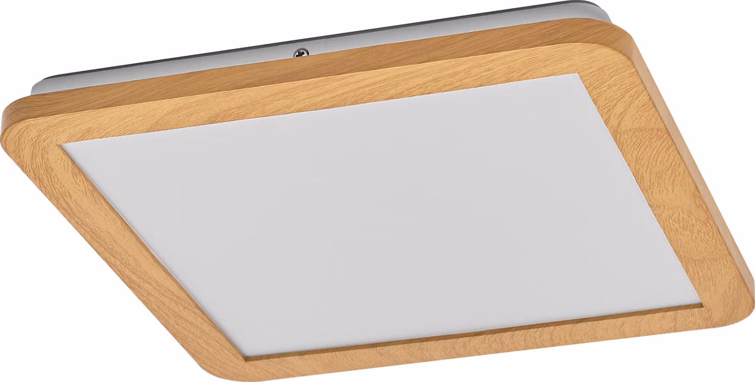 OSRAM ORBIS Disc lampada da parete/soffitto con LED, decorazione in legno, 22W, 1800lm, 3000/4000K, regolabile tramite interruttore a parete con Click CCT, 30x30cm, protezione IP44 per bagni, viti/spine incluse