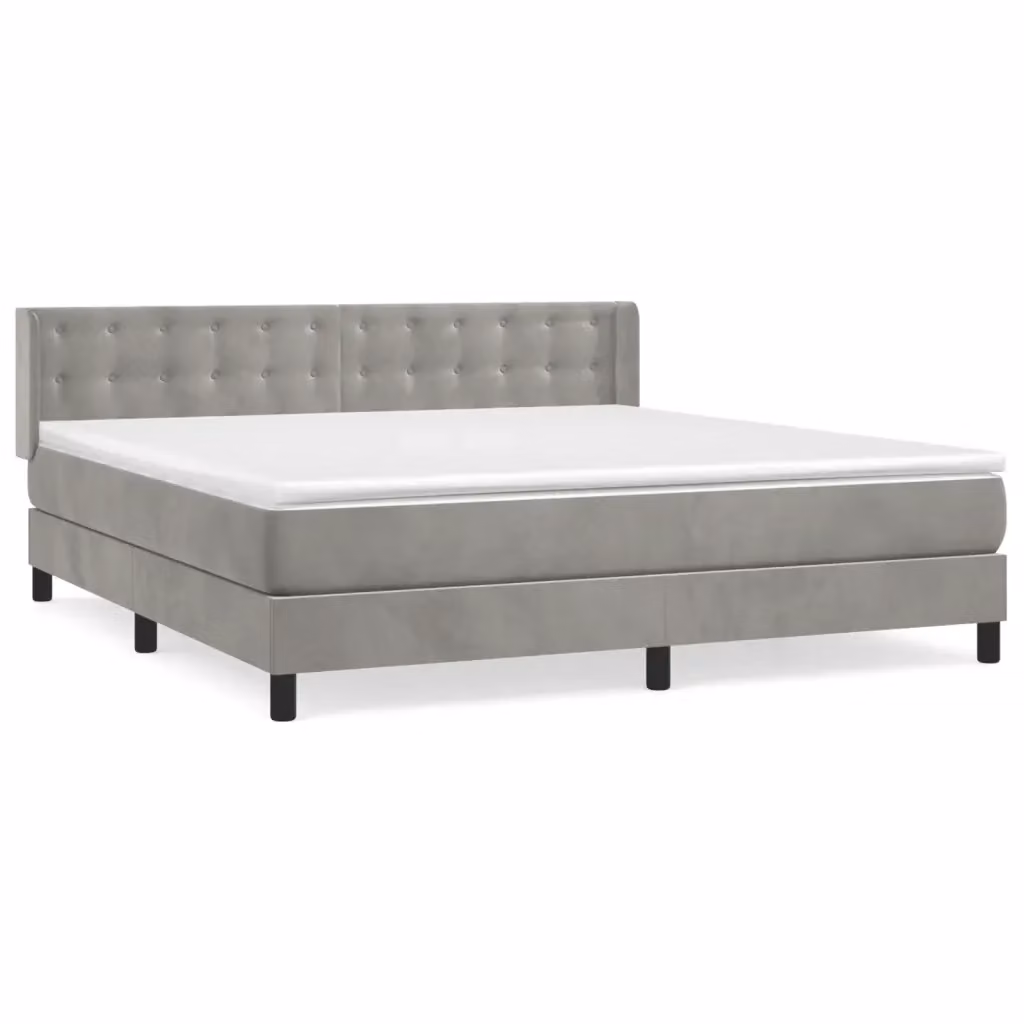 Giroletto a Molle con Materasso vidaXL in Velluto Grigio Chiaro L/P/H: 180 x 200 x 88 cm – 2