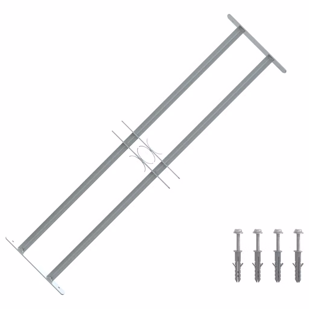 Grate per finestre regolabili vidaXL in acciaio inossidabile color argento con 2 barre trasversali, Larghezza: 700-1050 mm, Altezza: 30 cm, Profondità: 30 cm