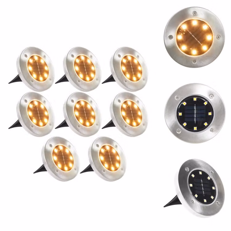 vidaXL Luci solari da terra 8 pz. LED bianco caldo - Illuminazione esterna