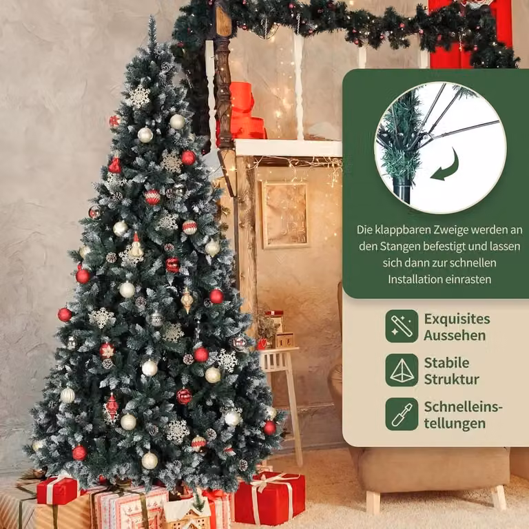 Albero di Natale artificiale - Abete con pigne e neve - 3 m (300 cm) - PVC+PE - Denso e voluminoso - Verde