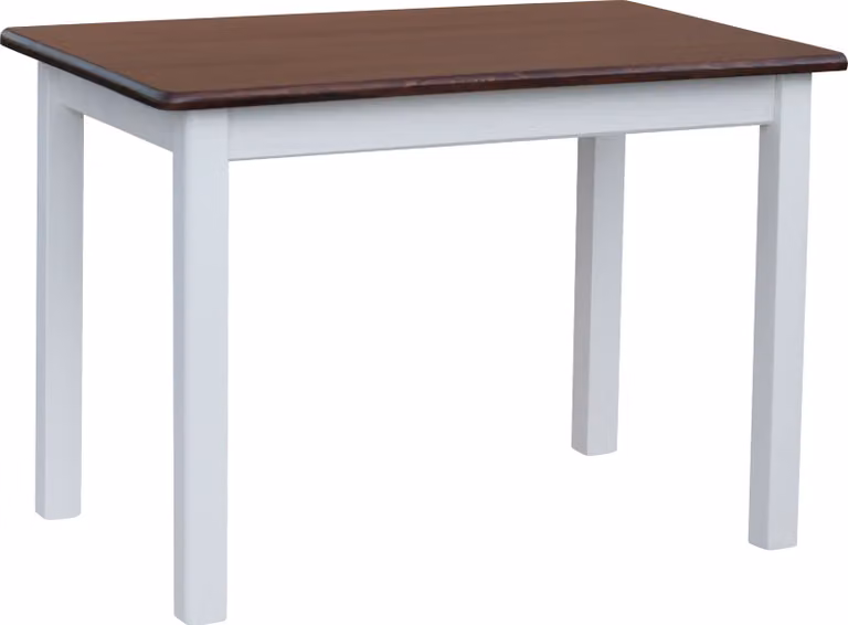 Tavolo bianco in legno di pino massiccio con piano in colore noce 100 x 60 cm