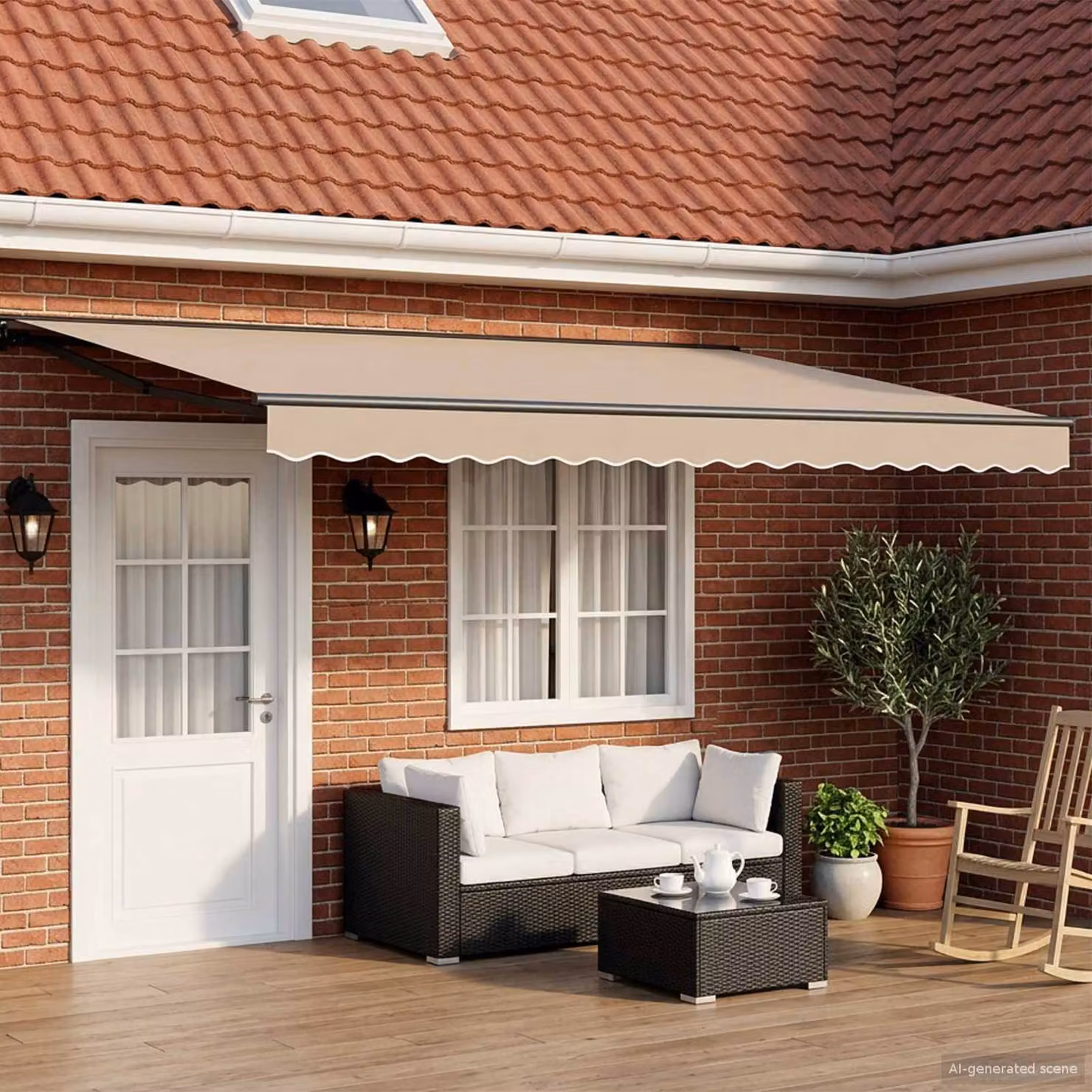 Tettuccio elettrico retrattile vidaXL in alluminio e poliestere, beige e antracite, L 4 x P 3 m