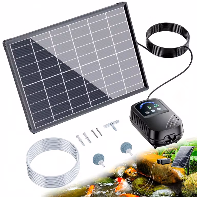 Aeratore solare per stagni - 8 W con batteria da 5000 mAh - Silenzioso e regolabile