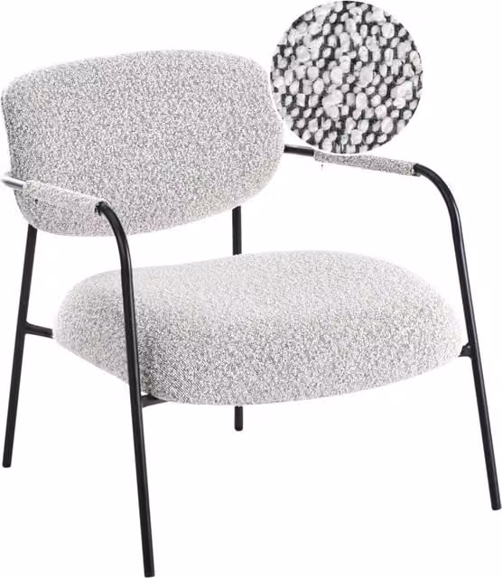 Poltrona Beliani in stile Mid-Century con struttura in metallo e imbottitura in schiuma, colore bianco e nero