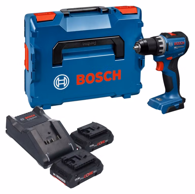 Trapano avvitatore a batteria Bosch GSR 18V-52 Professional 18 V 70 Nm Brushless + 2 batterie ProCORE da 4,0 Ah + caricabatterie + L-Boxx