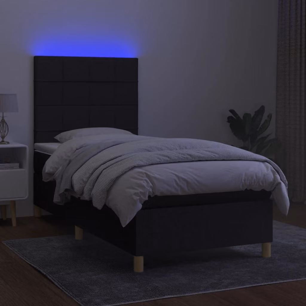 Maison Exclusive - Letto a Molle con Materasso e LED Nero 90x200 cm in Tessuto