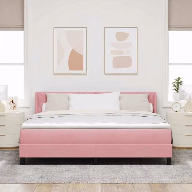 Letto Ibrido con Testiera in Velluto Rosa vidaXL L/P/H: 203 x 180 x 200 cm – 1
