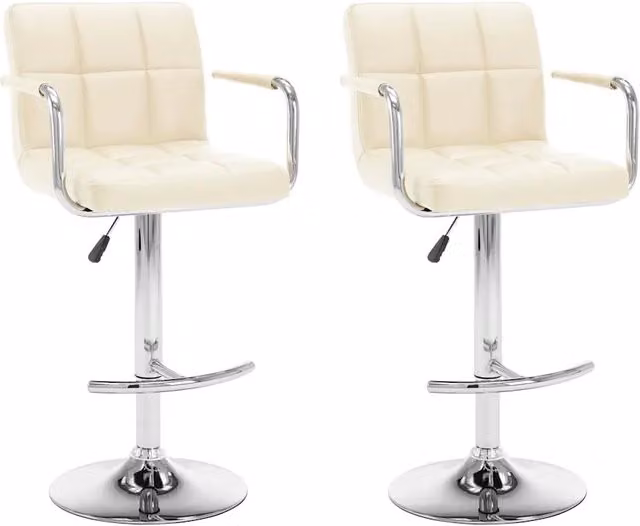 Sgabelli da Bar 2 pz Crema in Similpelle 323627