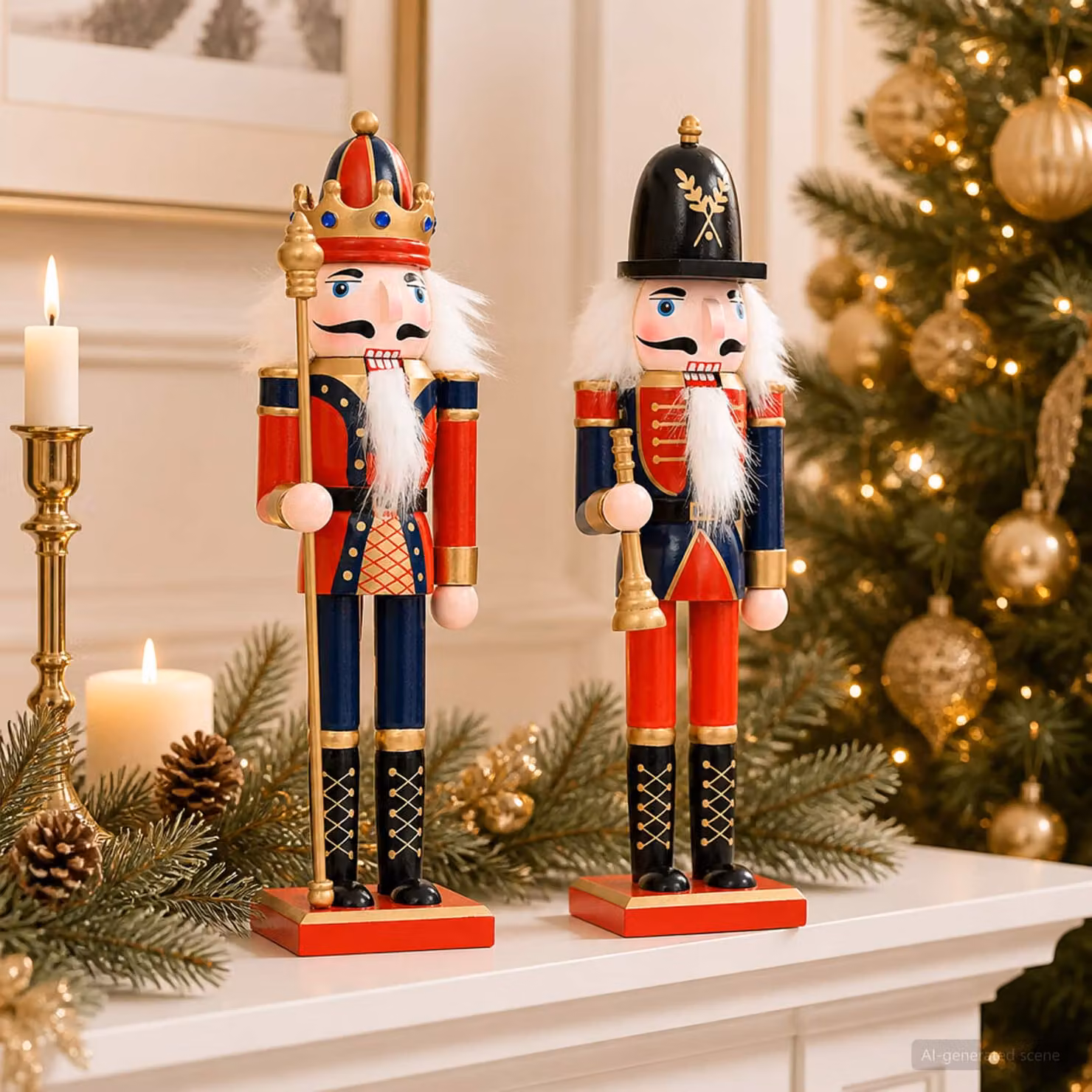 vidaXL Schiaccianoci di Natale TURKU 2 pz Rosso e Nero 30 cm