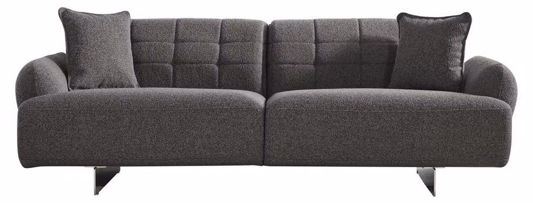 Dreisitzer Sofa 3 Sitzer Polstersofa Grau Stoff Polyester Couch Modern