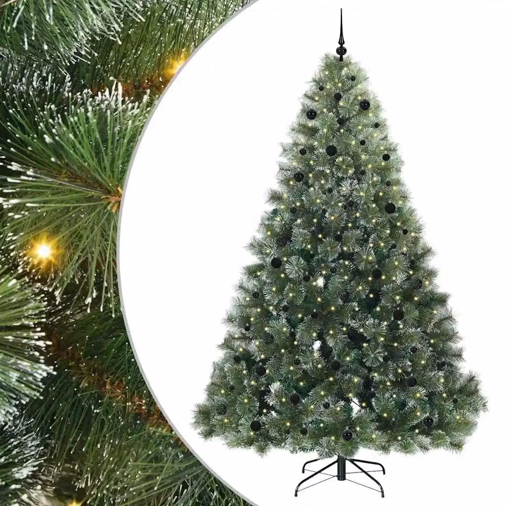 Albero di Natale artificiale moderno vidaXL verde con 300 LED luce bianca calda in PE e PVC, Altezza: 240 cm – 2