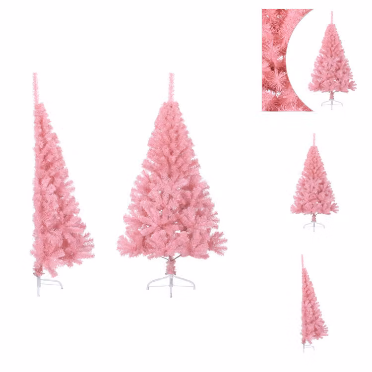 vidaXL Mezzo albero di Natale artificiale con supporto Rosa 150 cm PVC - Alberi di Natale