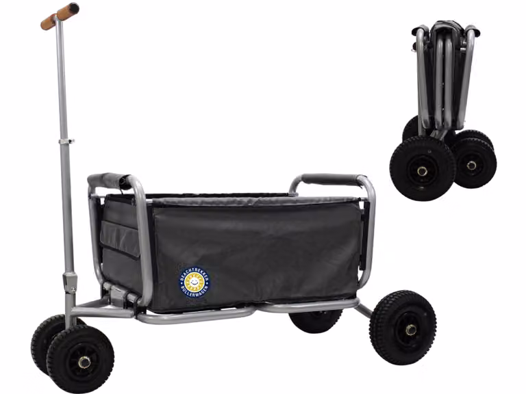 Beachtrekker carrello pieghevole Life con freno di stazionamento integrato nero e pneumatici in PU