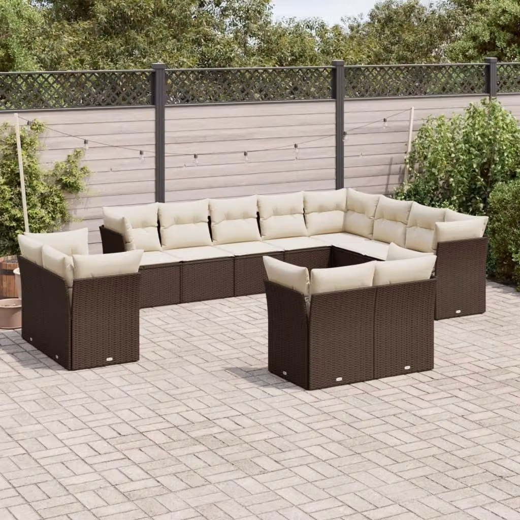 Maison Exclusive - Set Divani da Giardino 12 pz con Cuscini Marrone in Polyrattan