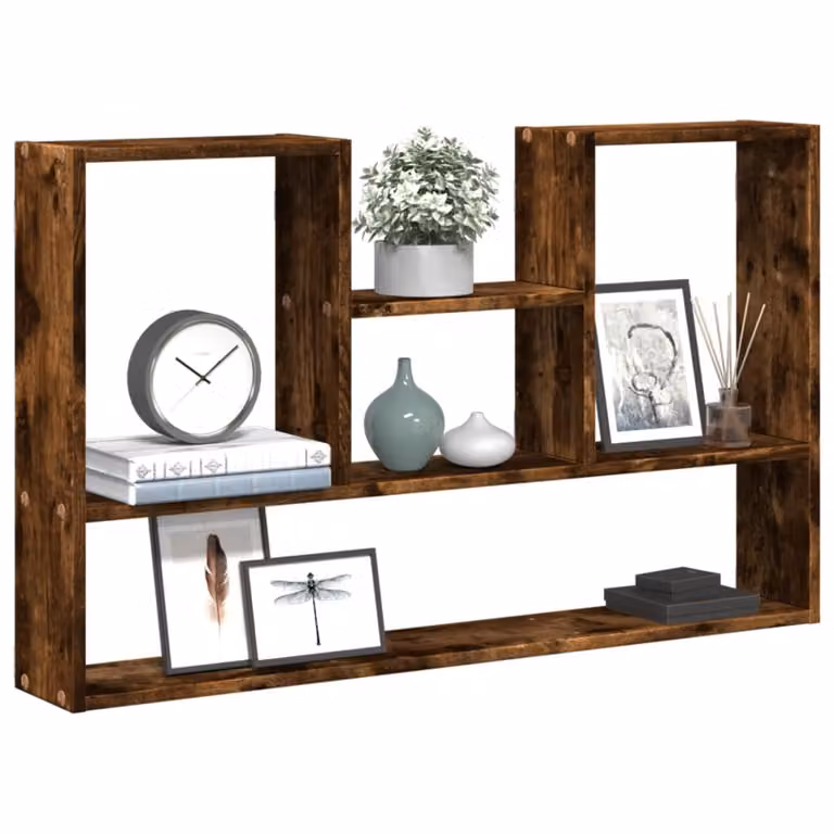 vidaXL Mensola a Muro Moderna in MDF Rovere Fumo L: 99 cm, P: 15 cm, H: 60 cm