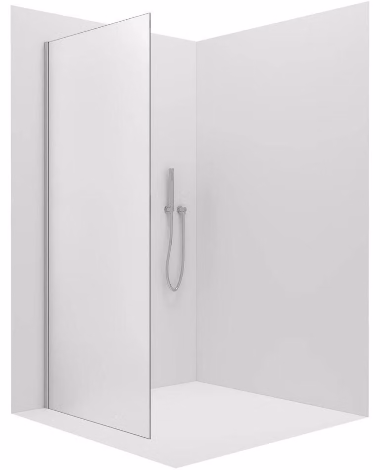 CERANO - Parete laterale Santoro - destra - 6 mm - cromo, vetro smerigliato - 70x195 cm - monoblocco