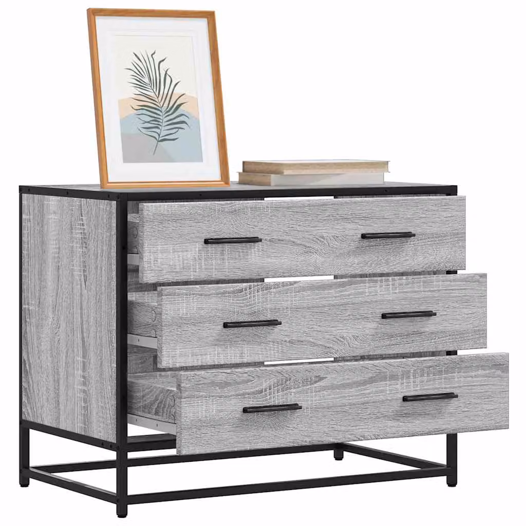 Cassettiera vidaXL in stile industriale in legno e metallo, Grigio Sonoma, L 70 cm x P 41 cm x H 56 cm