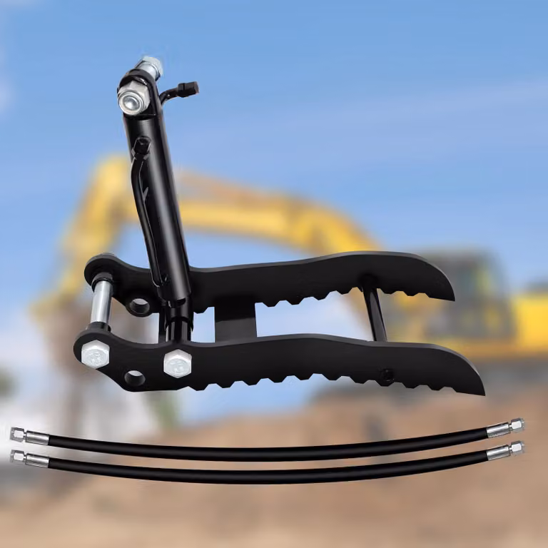 Pinza idraulica per braccio di escavatore per miniescavatori - Fissaggio a bulloni - Bullone da 25 mm - 2 fori - Adatta per miniescavatori cinesi - Utilizzo agricolo
