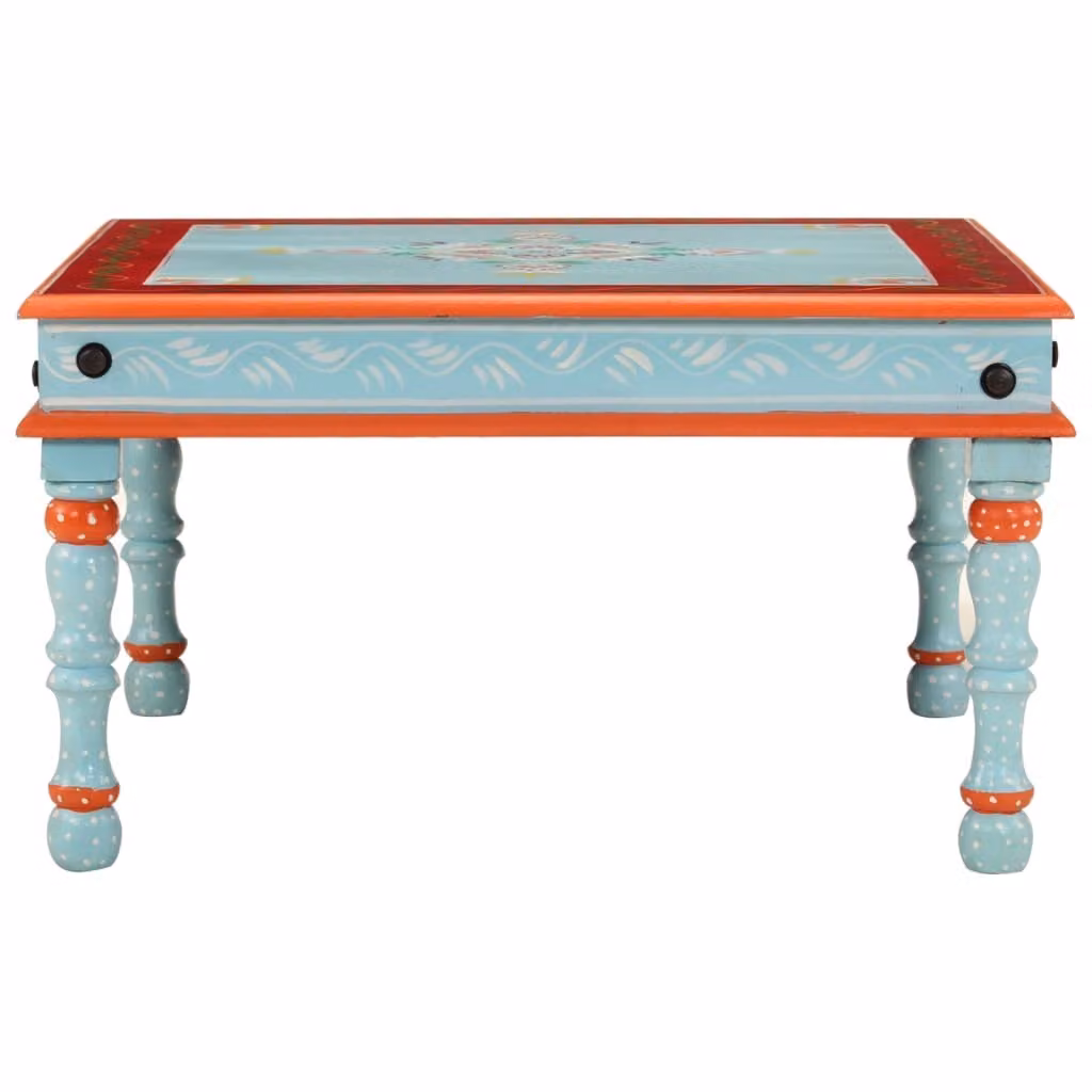 vidaXL Tavolino da salotto blu dipinto a mano in legno massello di mango