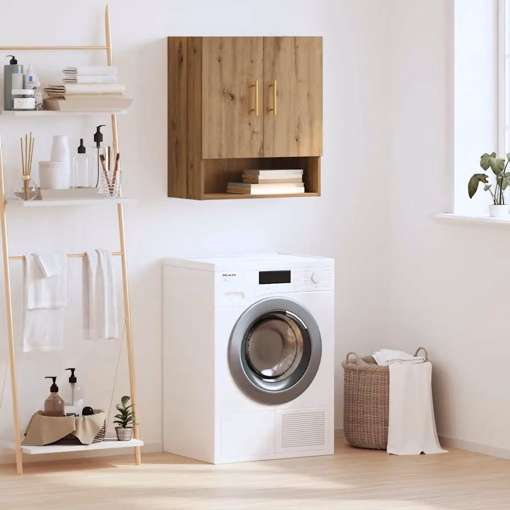 Armadietto a muro vidaXL in legno marrone con ante a battente e ripiani interni L: 60 cm, P: 31 cm, H: 70 cm