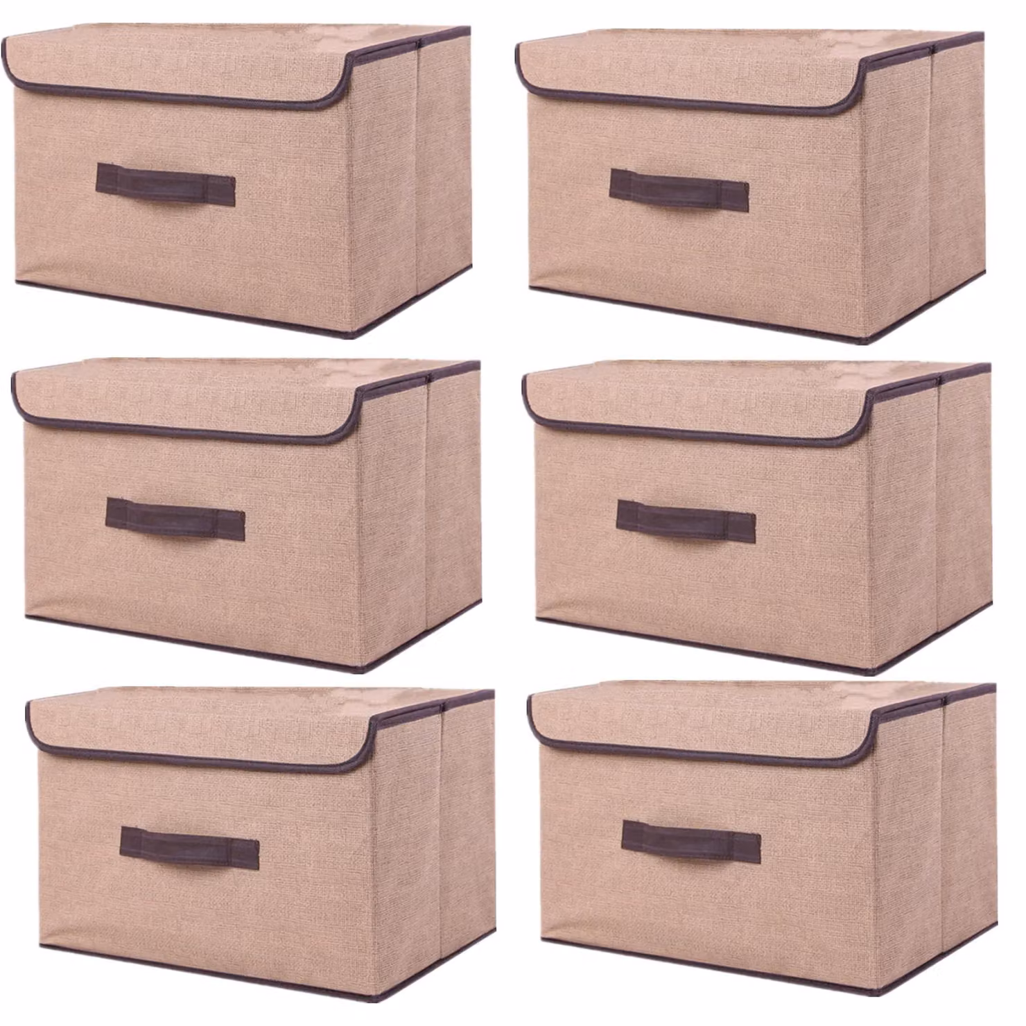 Set di 6 contenitori pieghevoli con coperchio, dimensioni 36 x 23 x 24 cm