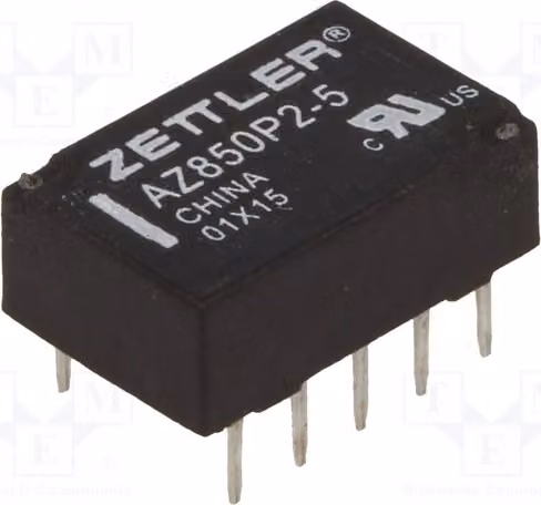 1 relè: bobina elettromagnetica, 5 VDC, 0,5 A/125 VAC, 1 A, modello AZ850P2-5, elettromagnetico