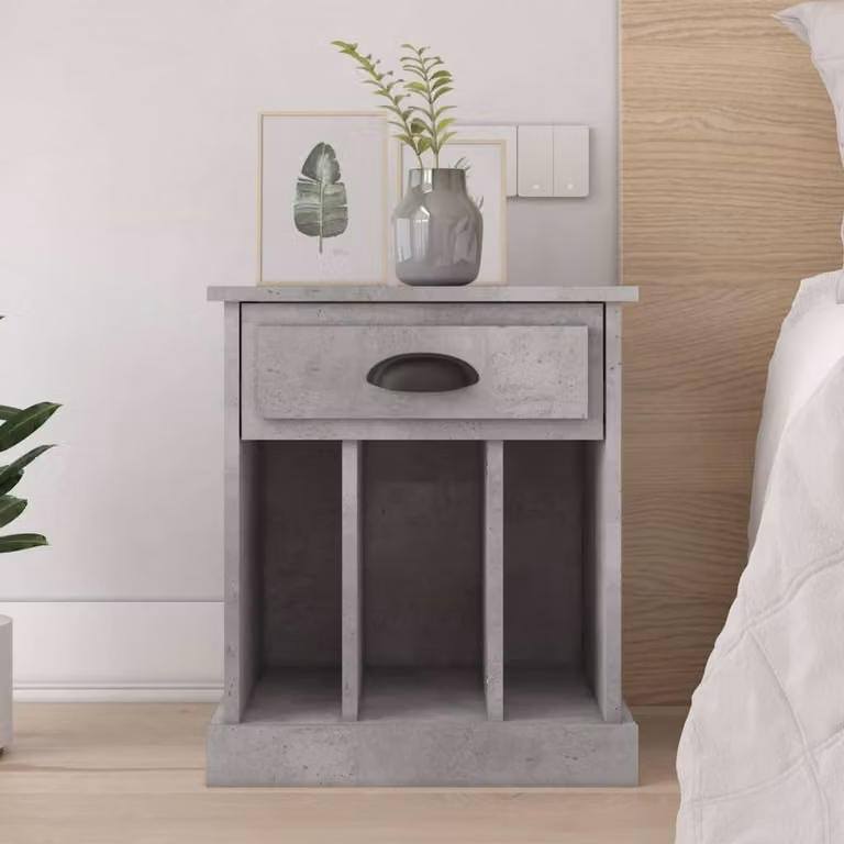 Comodino moderno vidaXL in legno grigio, sospeso a parete, L: 43 cm, P: 36 cm, H: 50 cm