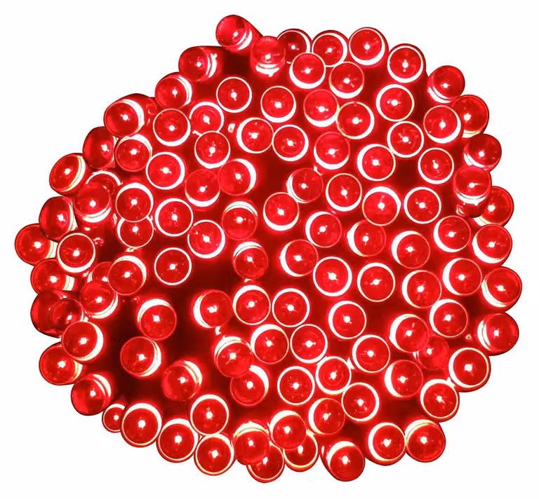 Catena luminosa a LED, 23 metri, 200 LED, 8 modalità, impermeabile, colore rosso