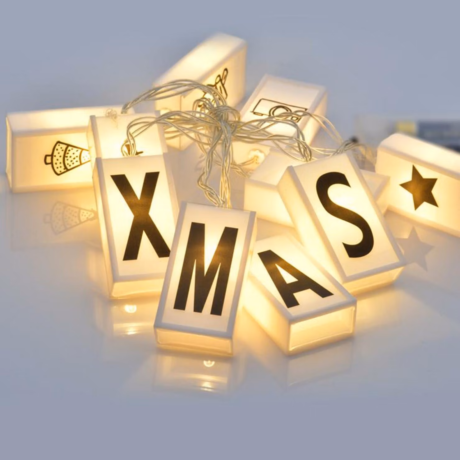 ACA Lighting "catena decorativa di lettere" 10 LED a batteria (2xAA) bianco caldo IP20 135+30cm cavo trasparente XV10WW2A