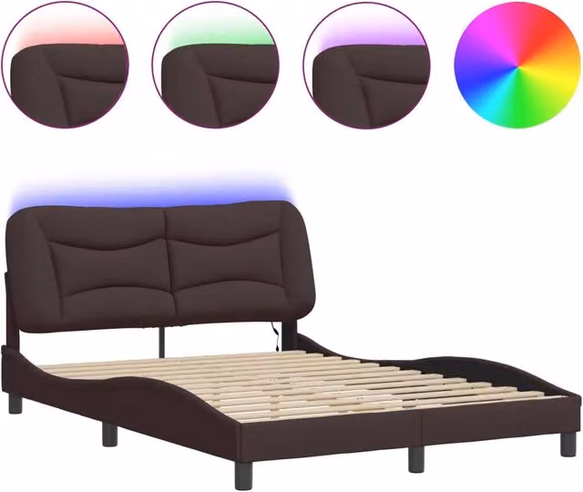 Letto matrimoniale | Letto per adulti | Giroletto con LED senza Materasso Hvar 140x200 cm Tessuto