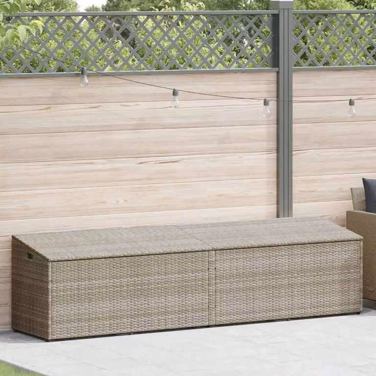 Baule da Giardino Grigio Chiaro 220x50x58 cm in Polyrattan