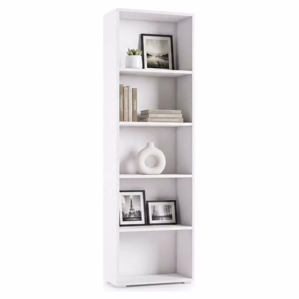 Biblioteca Allevien con 5 ripiani regolabili, Made in Italy, Bianco opaco, L: 60 cm, P: 30 cm, H: 195 cm – 2