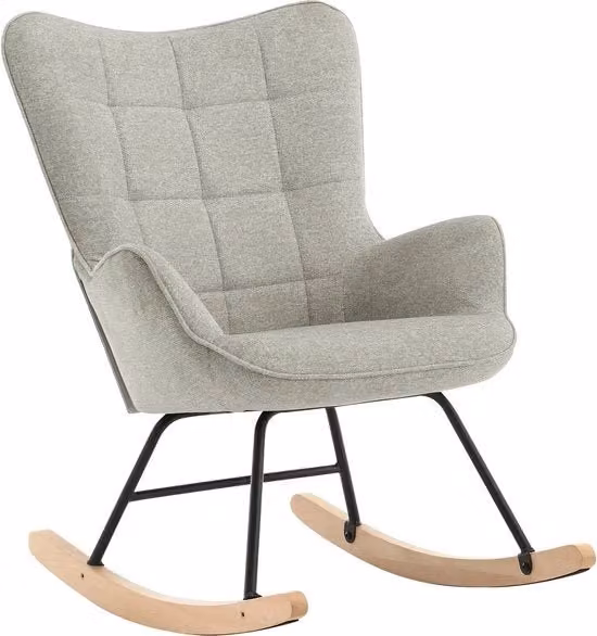 Sedia Oscillante per Adulti - Bancopiede in Flanella - Per Interno - Grigio chiaro, 55x80x95 cm