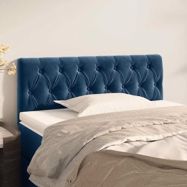 Testiera per letto vidaXL in velluto blu scuro, L: 90 cm, P: 7 cm, H: 78-88 cm