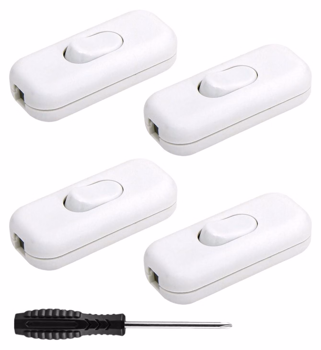 4 interruttori intermedi per cavi, 6A, 250V, 2 poli, colore bianco