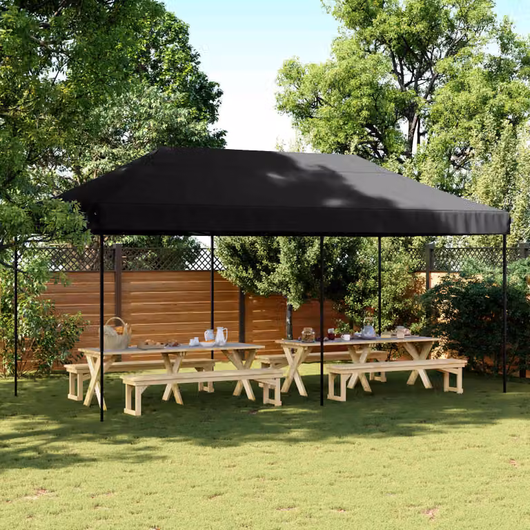 Tenda Party vidaXL in tessuto Oxford e acciaio, colore nero, L: 580 cm, P: 292 cm, H: 315 cm