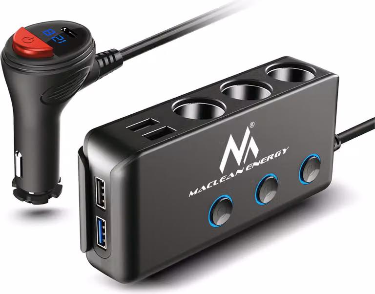 Adattatore di ricarica per auto accendisigari Porte USB Voltmetro a LED 12/24V