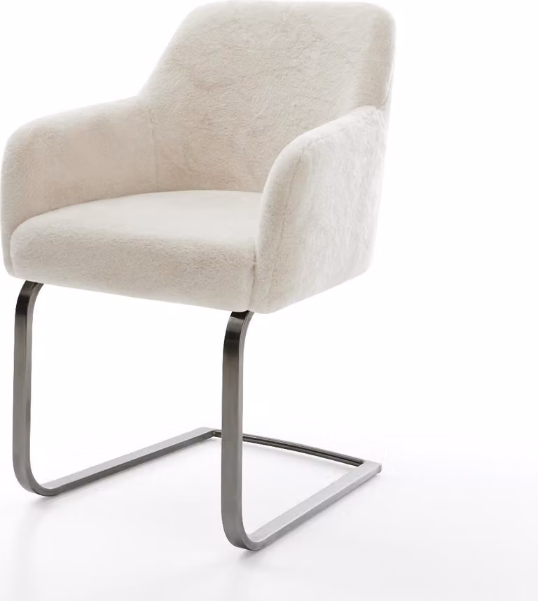 DELIFE Sedia a sbalzo Greg-Flex Plüsch bianco crema Sedia a sbalzo piatta grafite Molle insacchettate