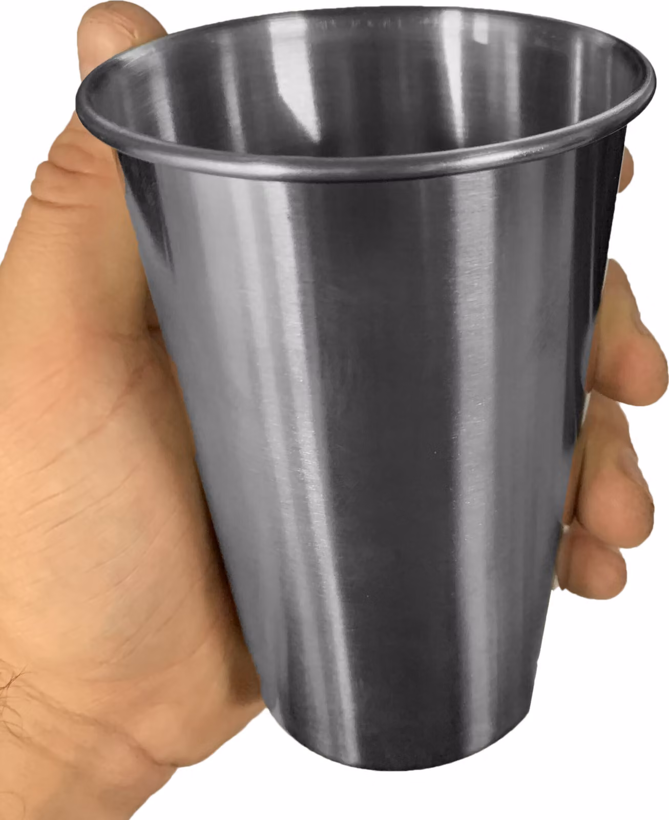 Set di 6 bicchieri (vino) in acciaio inox, 500 ml, con bordo arrotolato