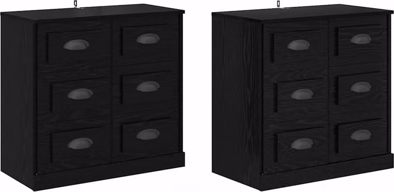 Sideboards con cassetto 2 pcs Rovere Nero 70 x 35,5 x 67,5 cm