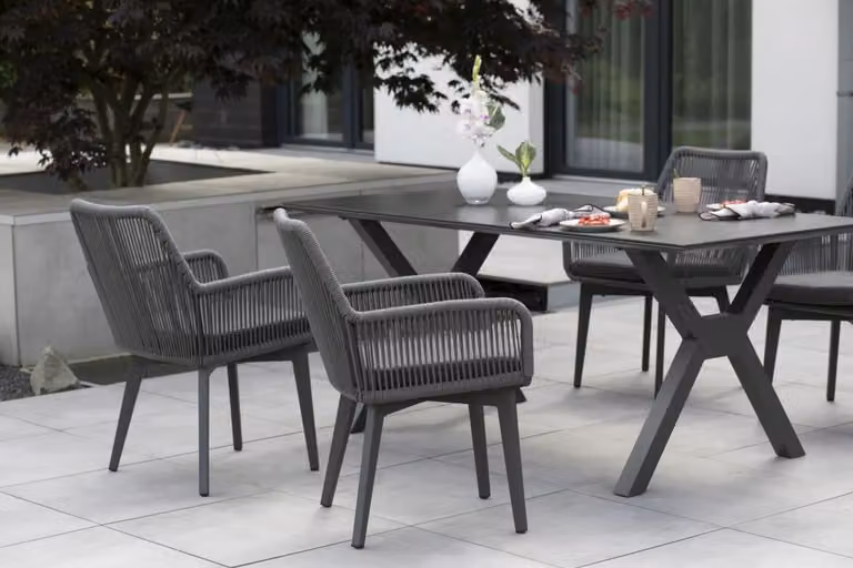 Set di mobili da giardino sedia da pranzo Marbella con tavolo Granada 200x90cm