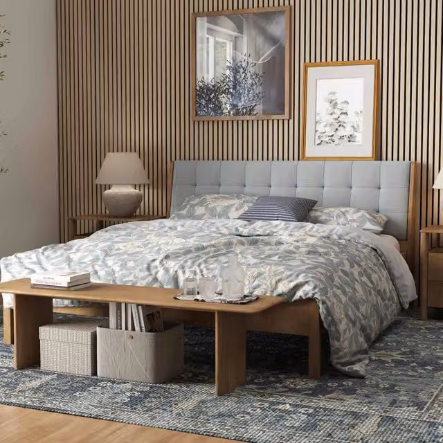 3 pezzi Pannelli decorativi fonoassorbenti L240xL60cm SP21mm in legno MDF，Colore di rovere chiaro assorbimento acustico