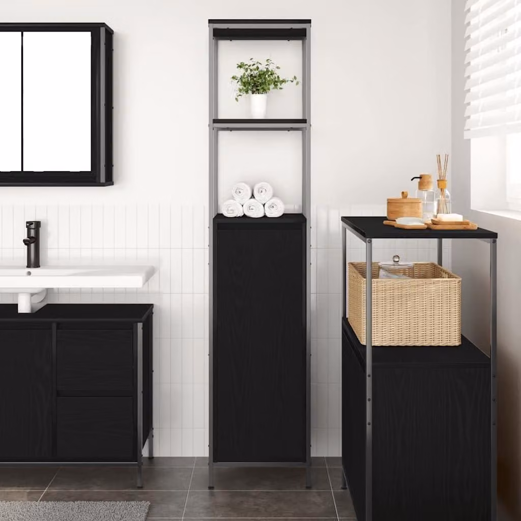 Mobile da bagno in legno di quercia con 4 ripiani