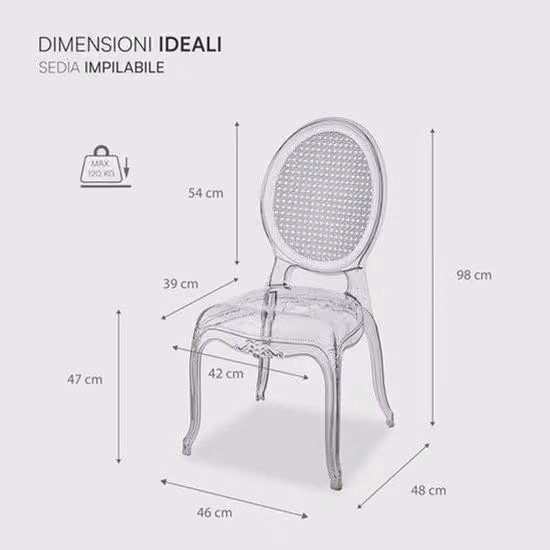 Sedie trasparenti per la sala da pranzo – Sedie in policarbonato – Resistenti alla polvere e all'acqua – Leggere ed ecologiche – Set da 4