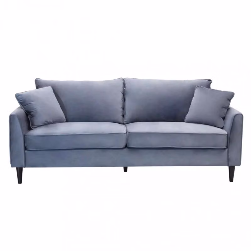 Divano 3 posti moderno Cosma in velluto grigio con cuscini inclusi L: 196 cm, P: 83 cm, H: 89 cm – 3