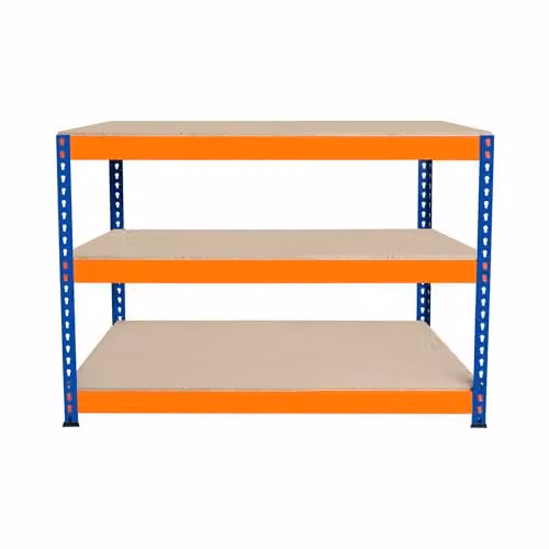 Banco da Lavoro Garage 120x60x90cm - 3 Ripiani, Acciaio Rinforzato, 300kg/Ripiano, Montaggio Senza Bulloni, Layout Regolabile, Piedini in Gomma, Barra di Supporto