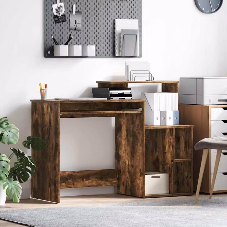 Maison Exclusive - Scrivania in legno impiallacciato noce, dimensioni 120,5 x 44 x 88,5 cm