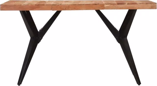 Tavolo da pranzo rettangolare vidaXL in legno di acacia e metallo, stile industrial, nero e marrone, L: 140 cm, P: 70 cm, H: 76 cm
