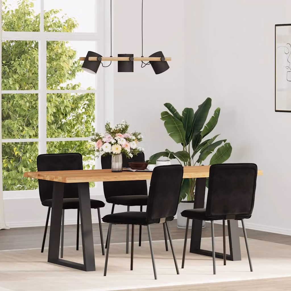 Set di 4 sedie da pranzo vidaXL in velluto nero con struttura in metallo e legno per soggiorno e cucina